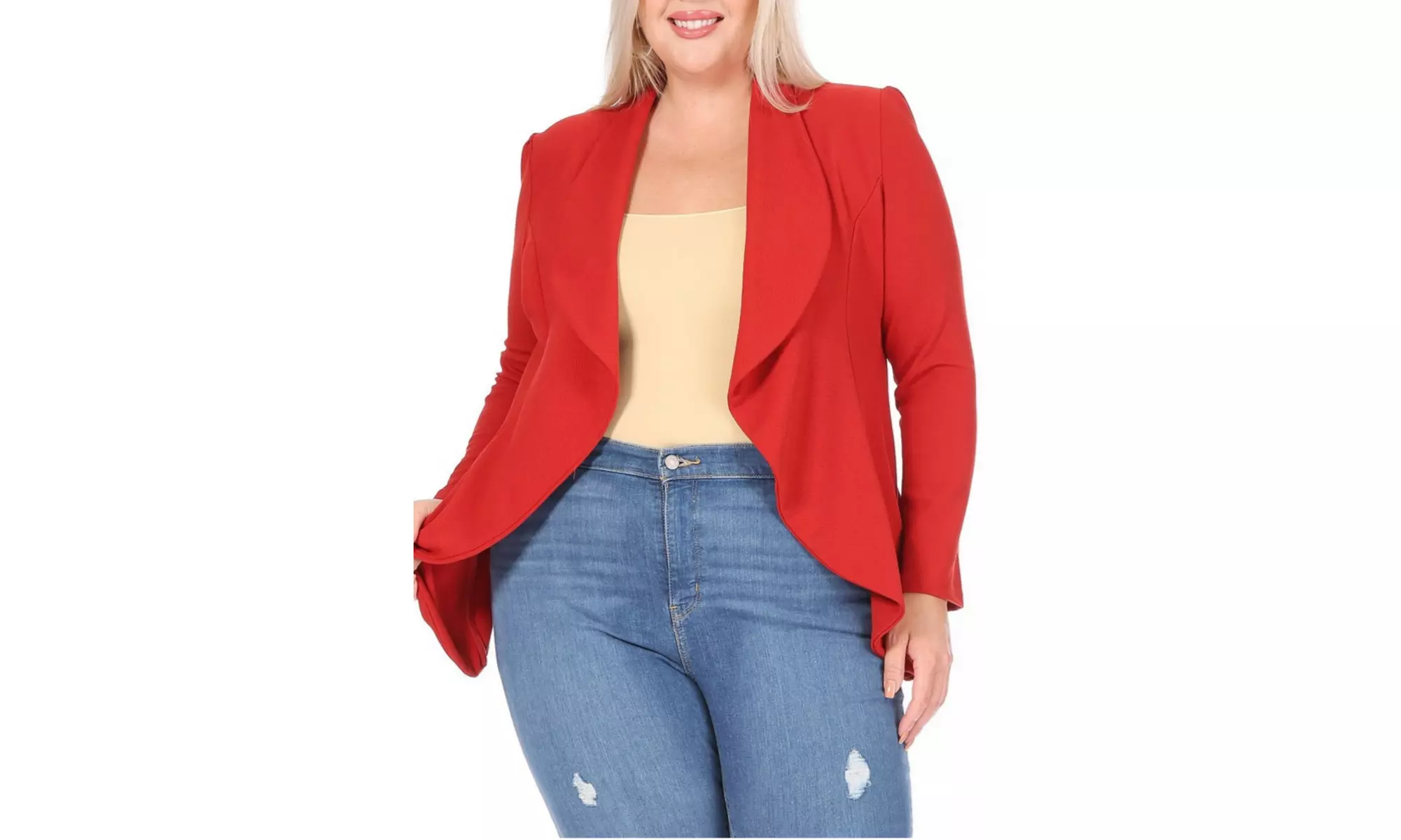 Women's Solid Plus Size Long Sleeves Blazer Jacket