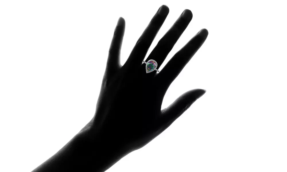 Fine 925 Sterling Silver 4.00 CTTW Genuine Rainbow Topaz Pear Cut