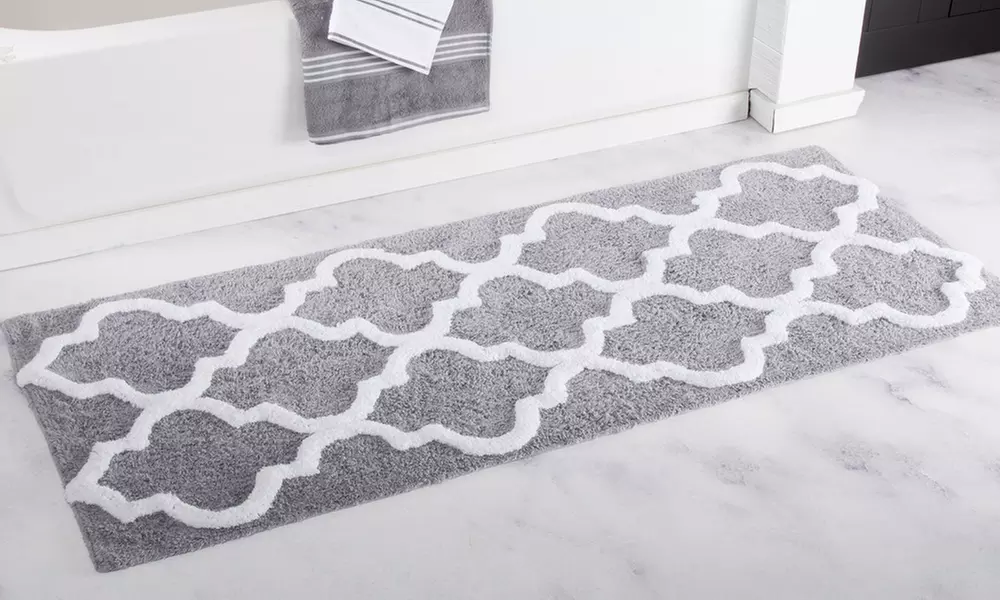 Oversized Lavish Home 100% Cotton Trellis Bathroom Mat (24" by 60")