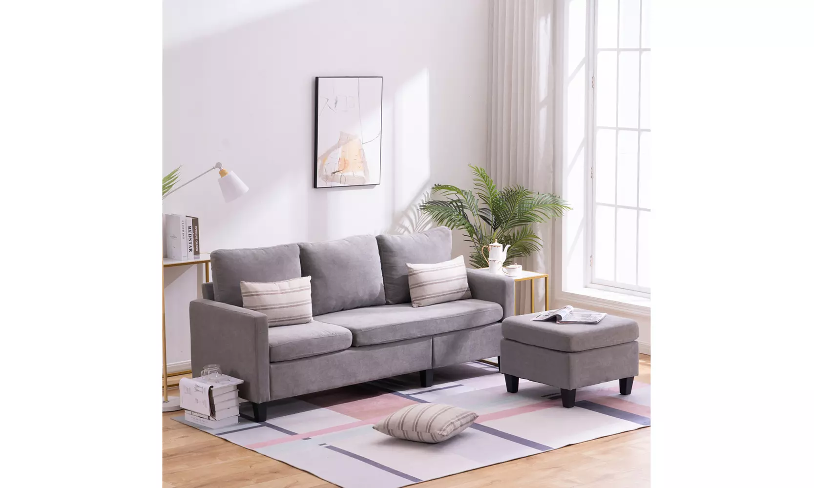 L-Shape Double Chaise Longue Sectional Sofa Couch for Small Space Apartment - Primary Image