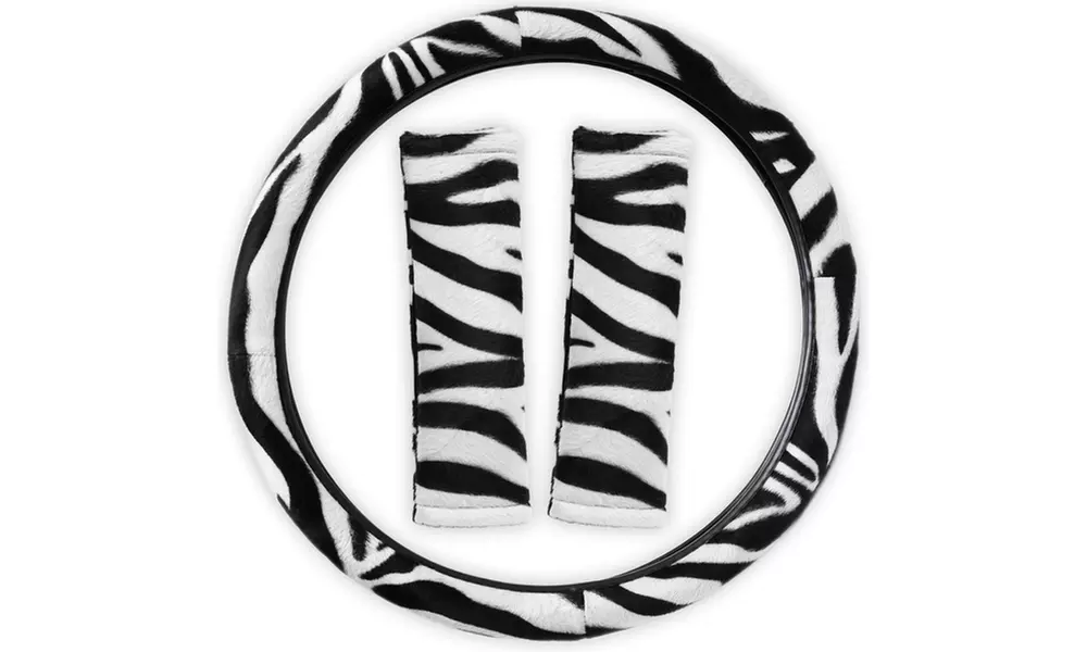 Zebra Print Steering Wheel Cover Universal Fit for Car Truck Van SUV Auto - Second Medium