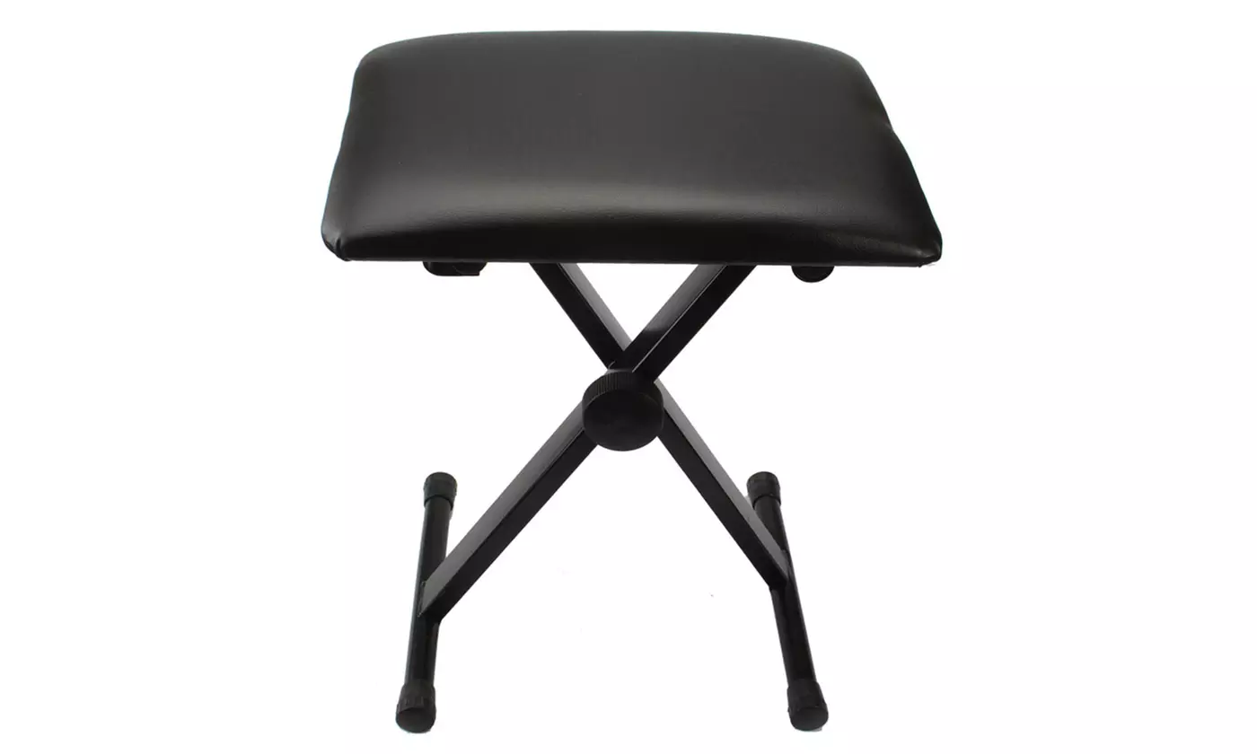 Adjustable Piano Keyboard Bench Leather Padded Seat Folding Stool - Primary Image