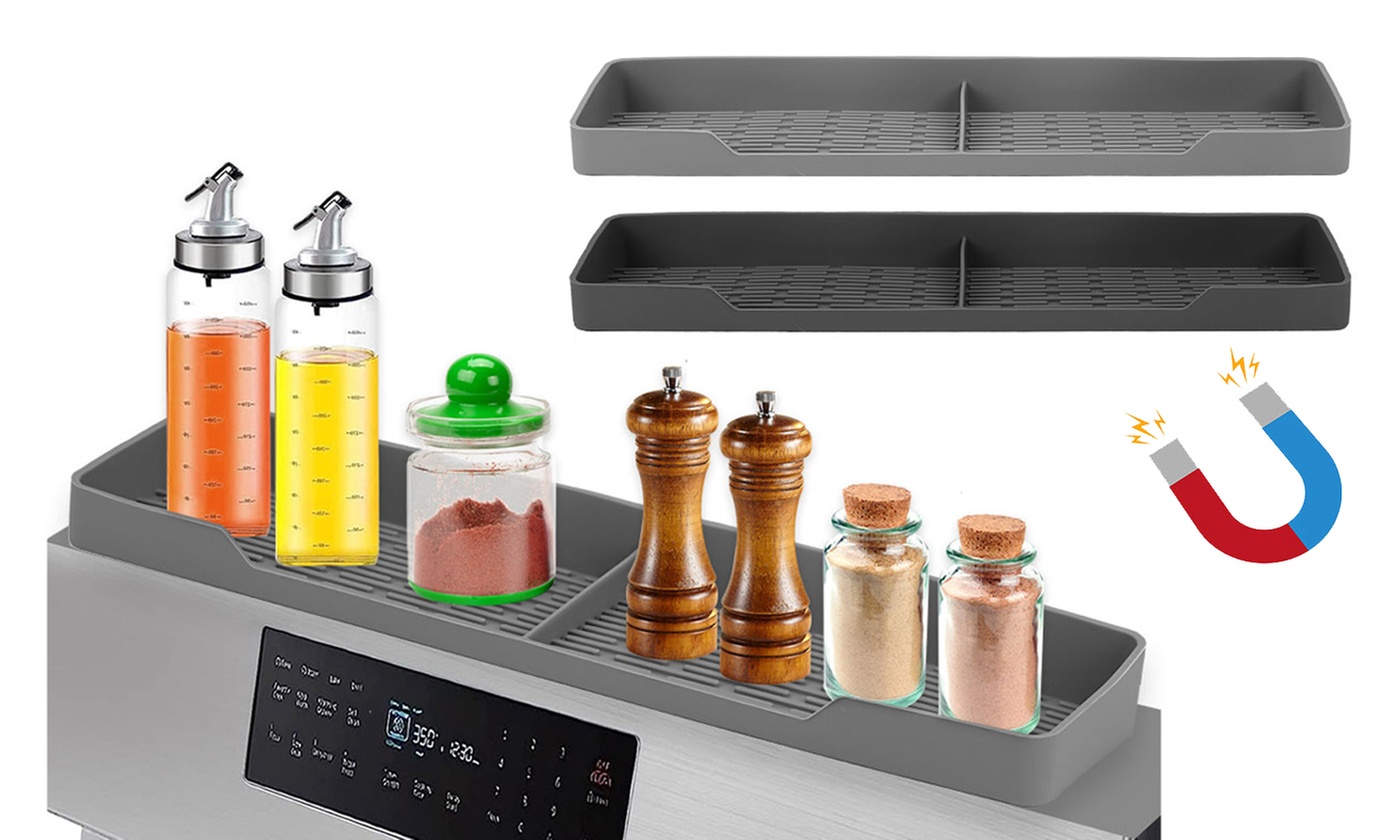Silicone Kitchen Stove Top Shelf Magnetic Stovetop Oven Spice Rack Organizer