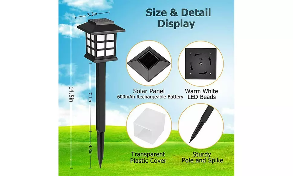 12 Pack Solar Garden Lights Outdoor Landscape LED Light Pathway Yard