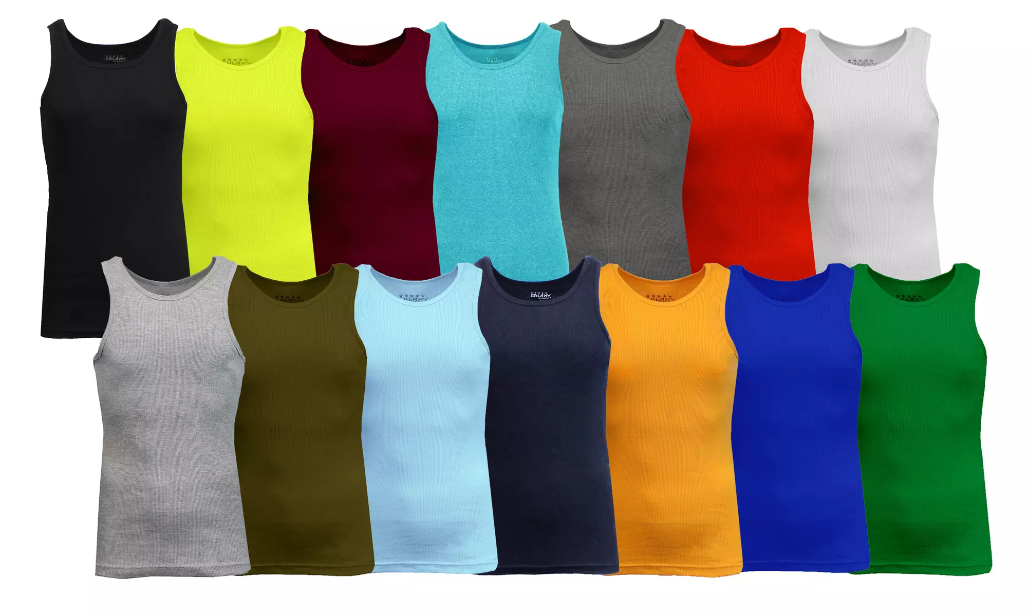 3-Pack Assorted Men's Heavyweight Combed Cotton Ribbed Tank Tops (M-2XL) - Primary Image