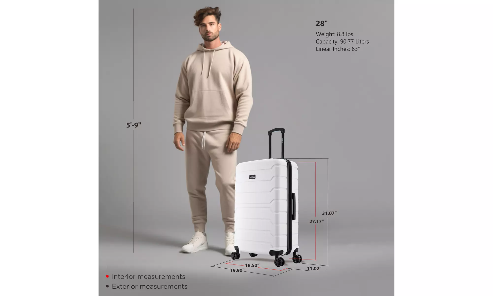 InUSA Trend lightweight hardside spinner luggage 20'', 24", 28" 
