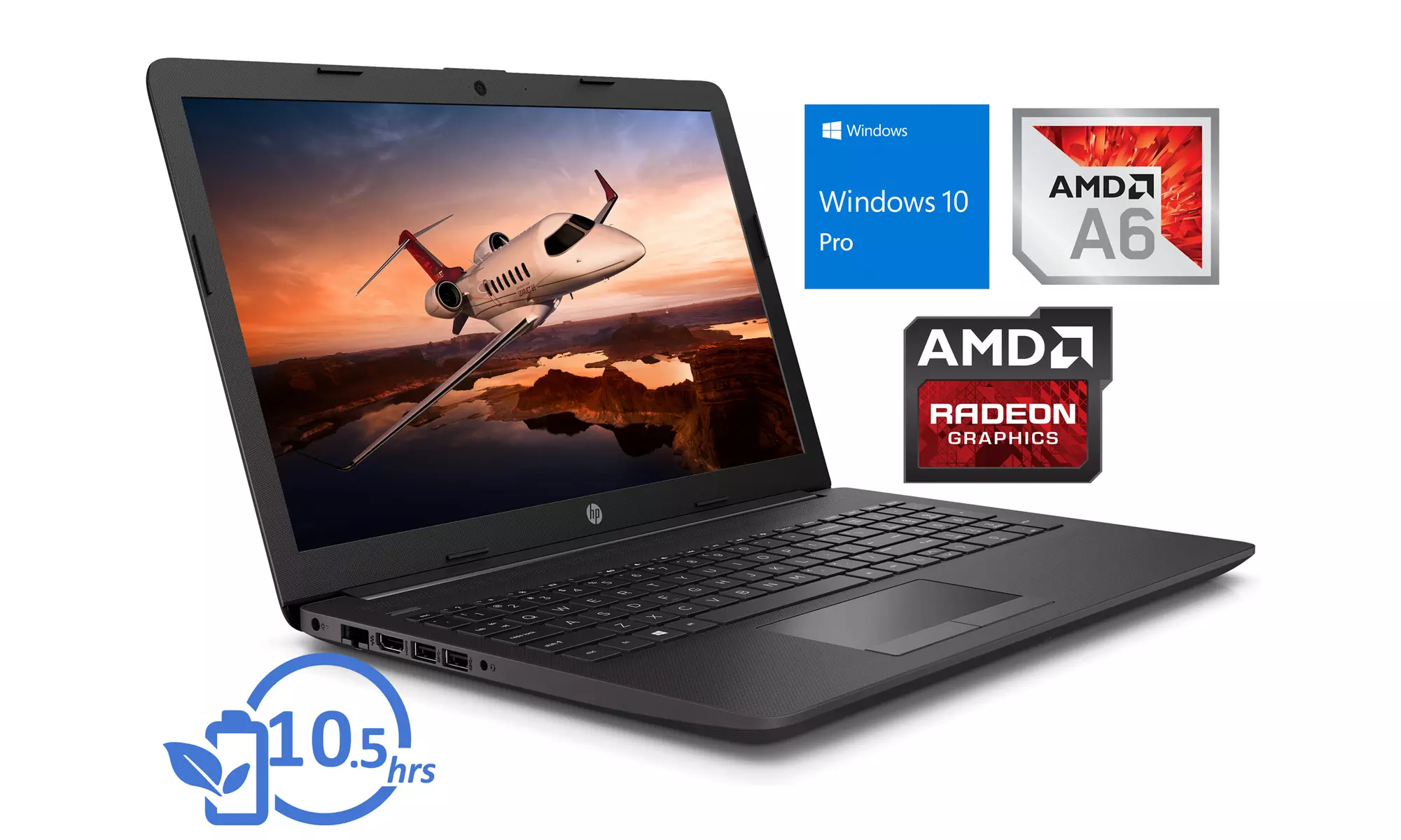 HP 255 G7 Laptop with 15" Full HD Display, AMD-A6 Processor, 8GB RAM, 256GB SSD - Primary Image