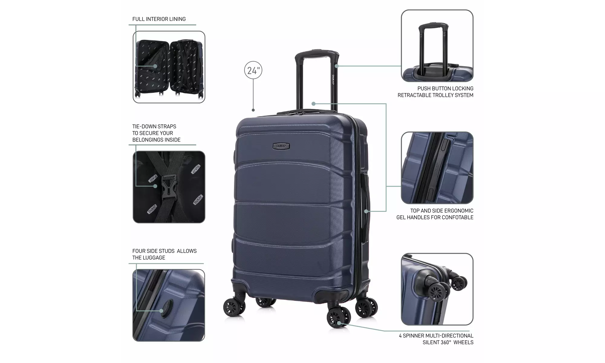 DUKAP Sense Lightweight Hardside Spinner Luggage 20"/24"/28"