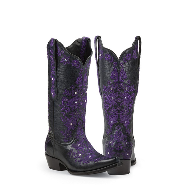 purple and black cowgirl boots