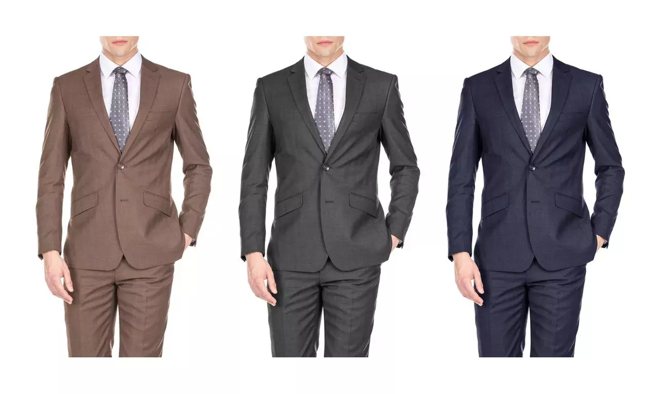 Gino Vitale Light Glen Check Men's Slim Fit 2PC Suit - Primary Image
