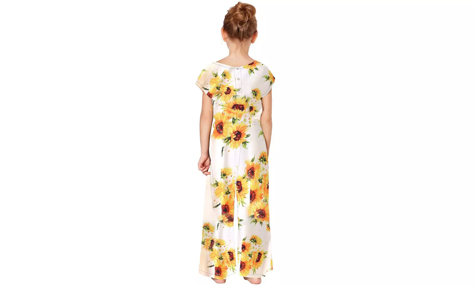 Girls' White Sunflower Jumpsuit - Second Medium