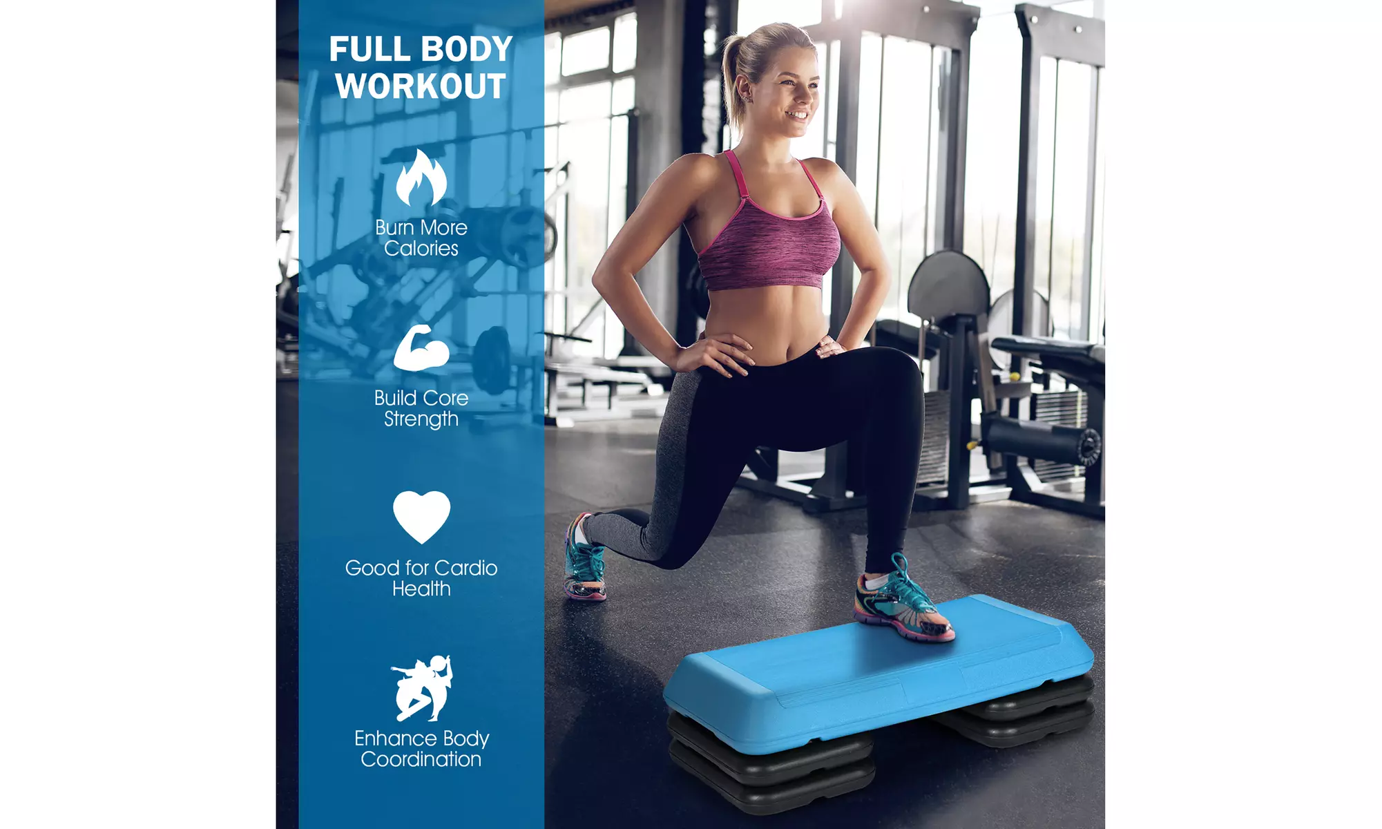 Costway 29'' Adjustable Workout Fitness Aerobic Stepper Exercise Platform Riser