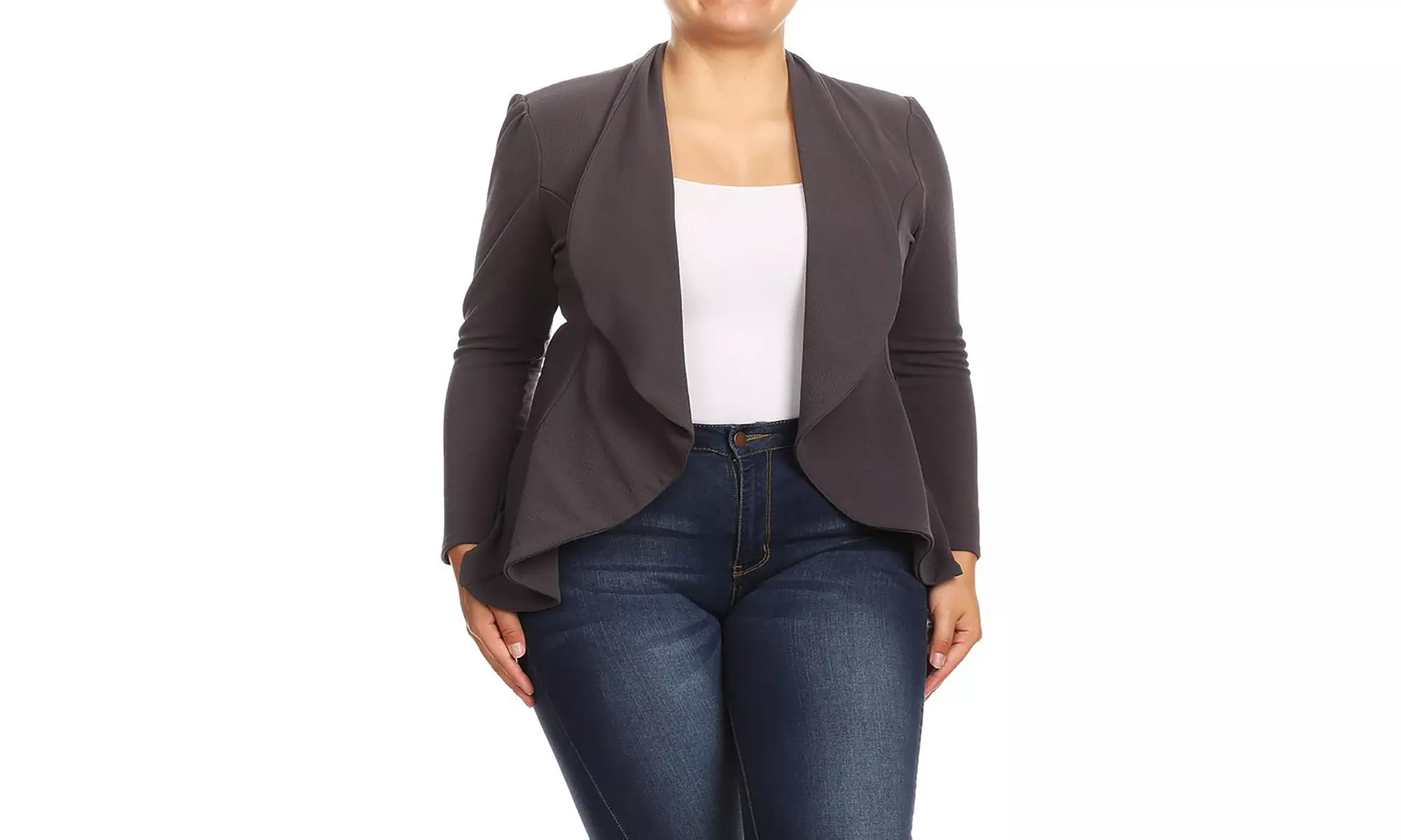 MOA Collection Womens Open Front Blazer with Plus Size