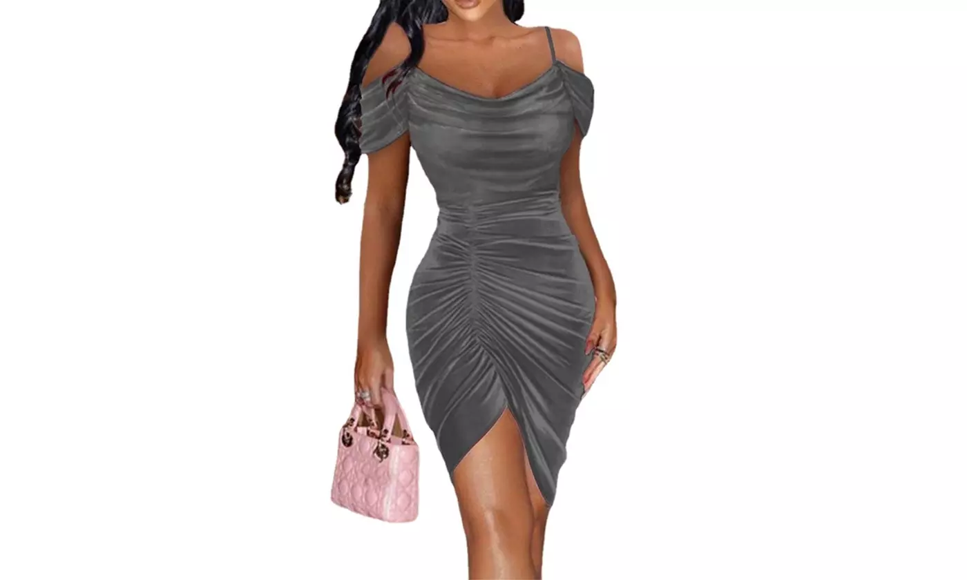 Bohuma Women's Mini Off-Shoulder Ruched Going Out Dress 