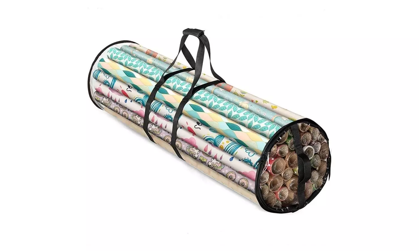Christmas Wrapping Paper Storage Bag Container Organizer Plastic 41 Inch 24 Roll