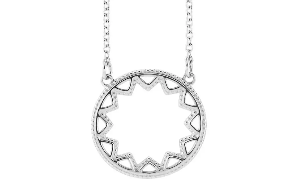 Paris Jewelry White Gold Plated Milgrain Sun Necklace