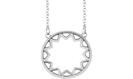 Paris Jewelry White Gold Plated Milgrain Sun Necklace Gold White No Stone White Gold