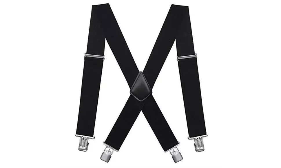 Mens Braces Suspenders Black 50mm X Back Heavy Duty Biker Snowboard Trousers - Second Medium