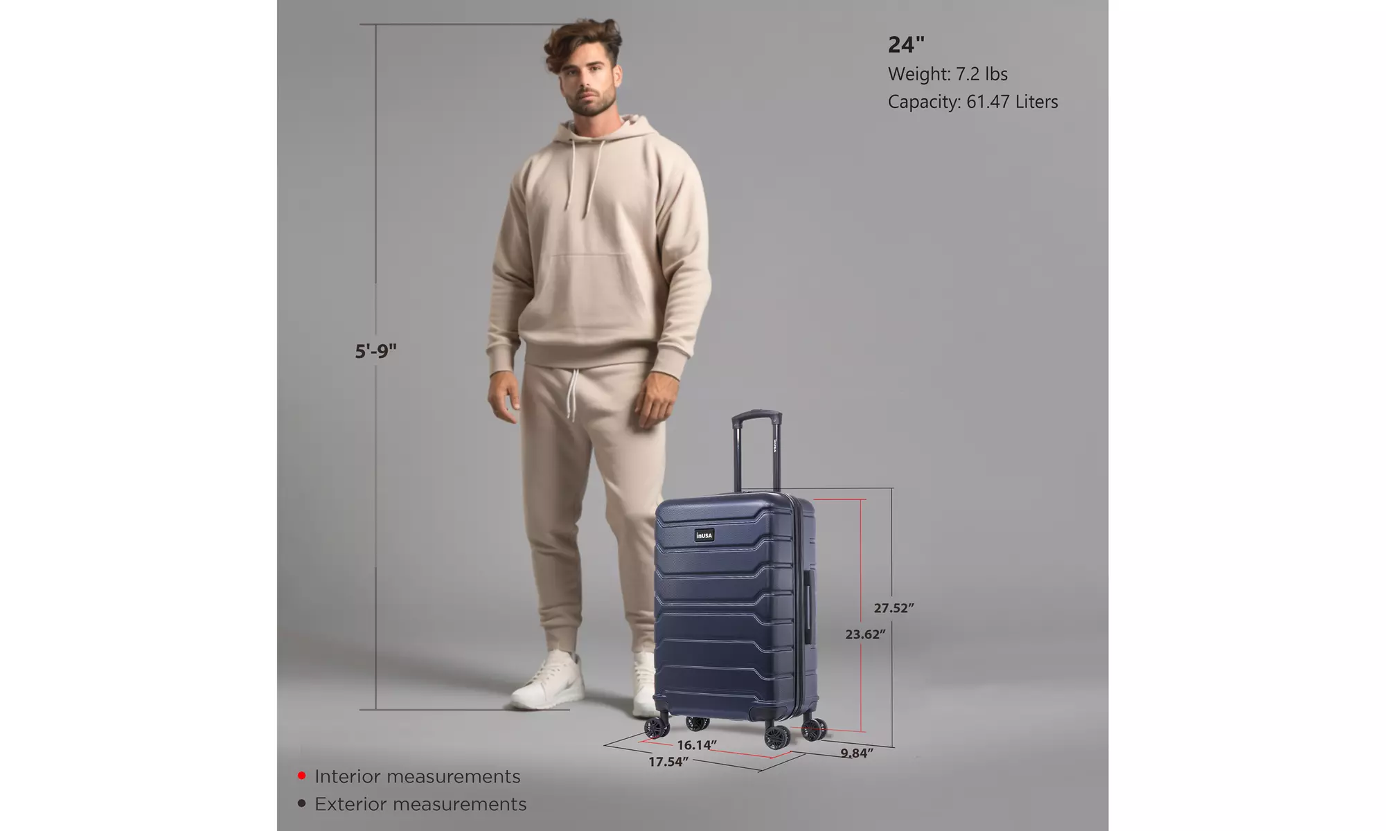InUSA Trend lightweight hardside spinner luggage 20'', 24", 28" 