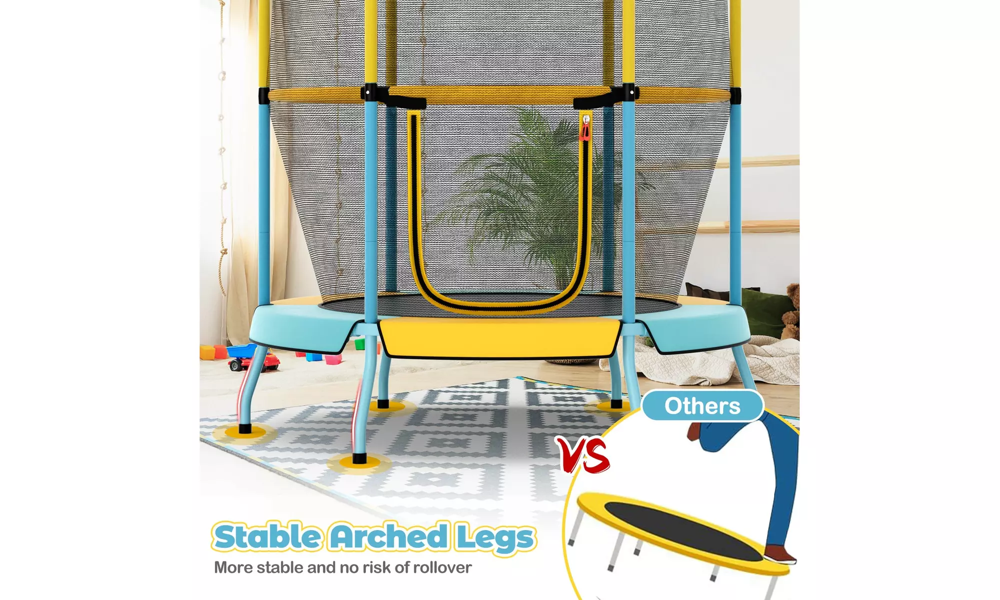 Costway 48" Toddler Trampoline for Kids w/ Safety Enclosure Net Heavy-duty Frame