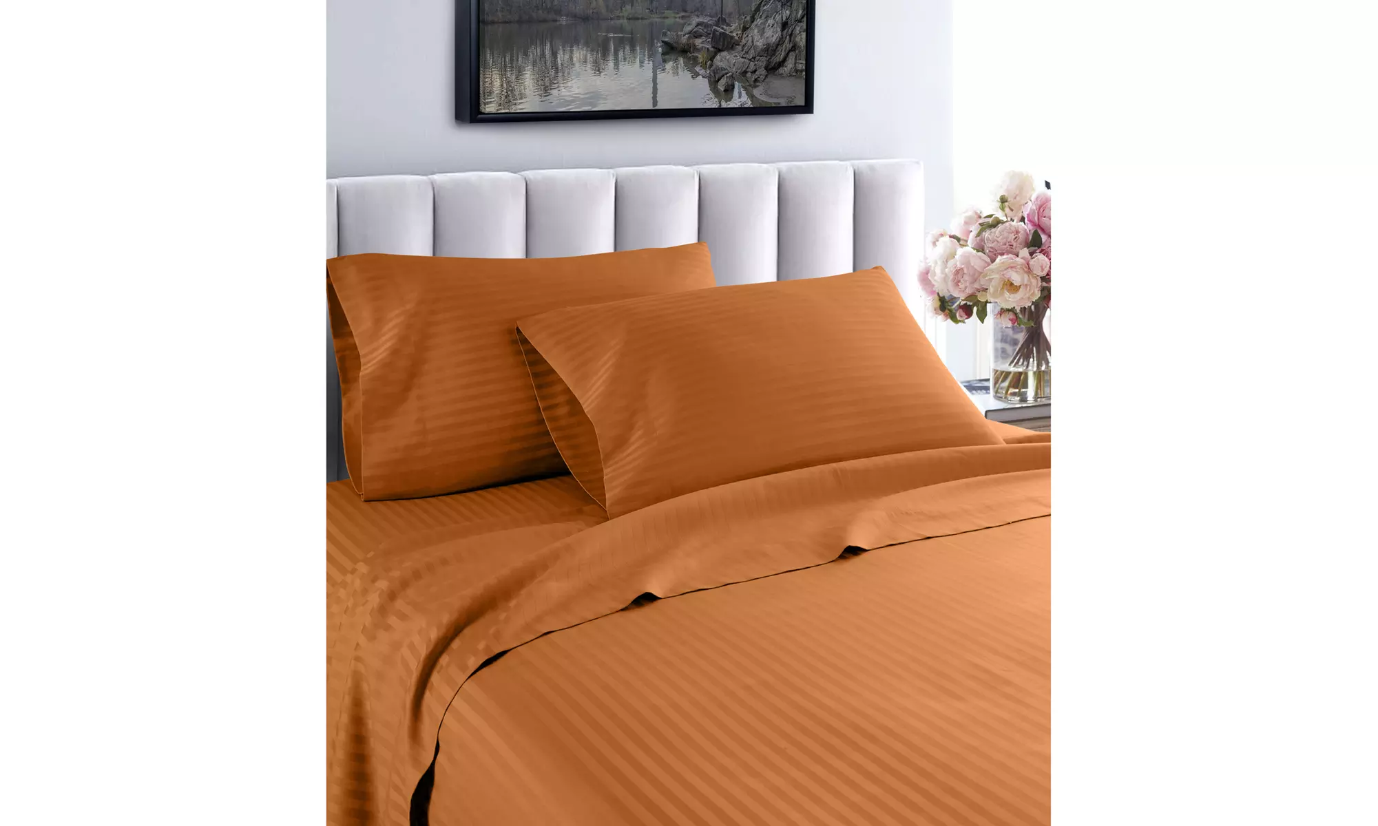 Fresh Home 1000 Thread Count 100% Egyptian Cotton Dobby Striped Sheet Set
