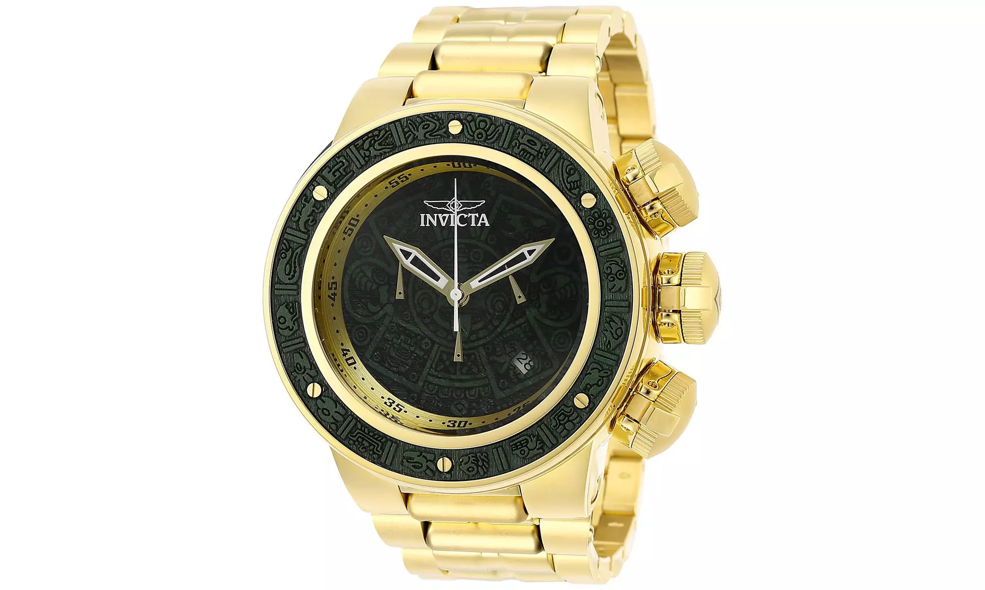 Invicta Men's 28253 Subaqua Quartz Chronograph Gold, Green Wood Dial Watch - Primary Image