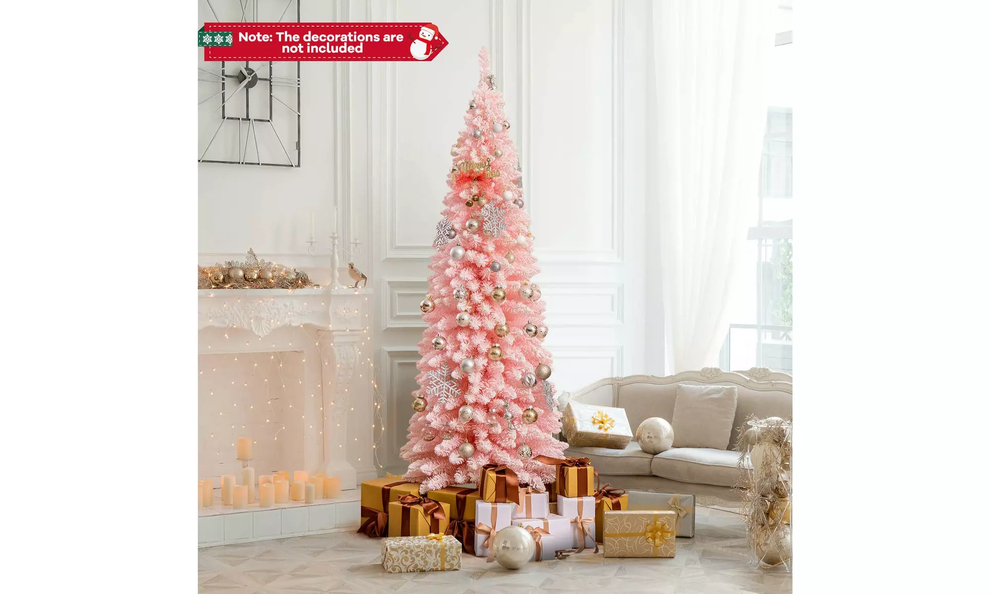 Costway 5/6/7/8 FT Artificial Christmas Tree with 328 Branch Tips Metal Stand