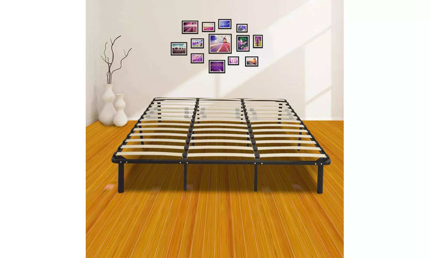 79"  Mattress Foundation Platform Bed Frame Wooden Slats King - Second Medium