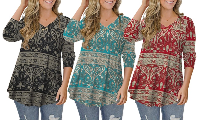 formal tunic tops plus size