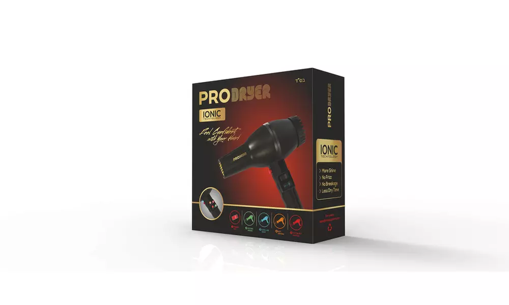 Prodryer Ionic Ceramic Tourmaline Hair Dryer with 2 Concentrator Nozzles - Second Medium