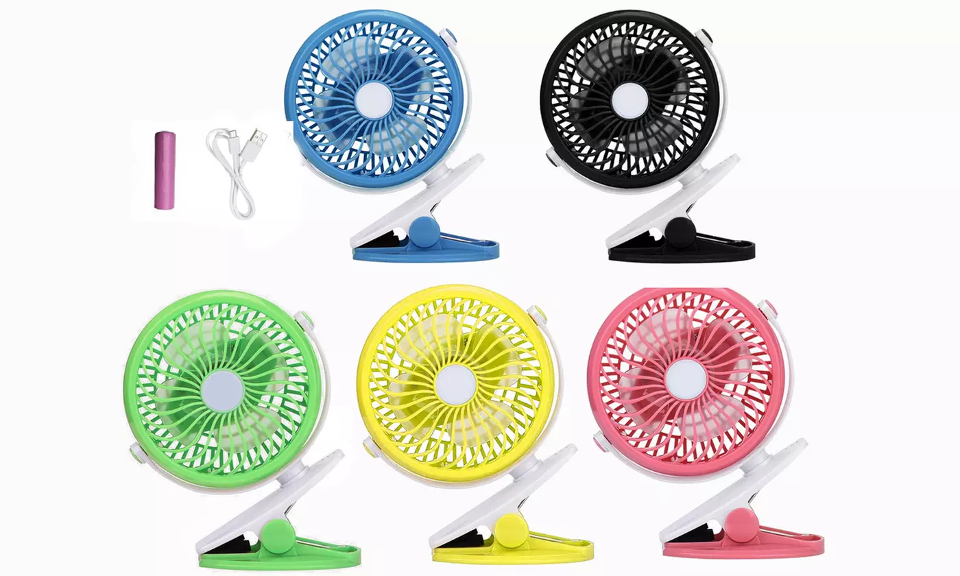 3 speed 360 USB Rechargeable Desk Fan Battery Operated Clip On Mini Fan Handheld - Primary Image
