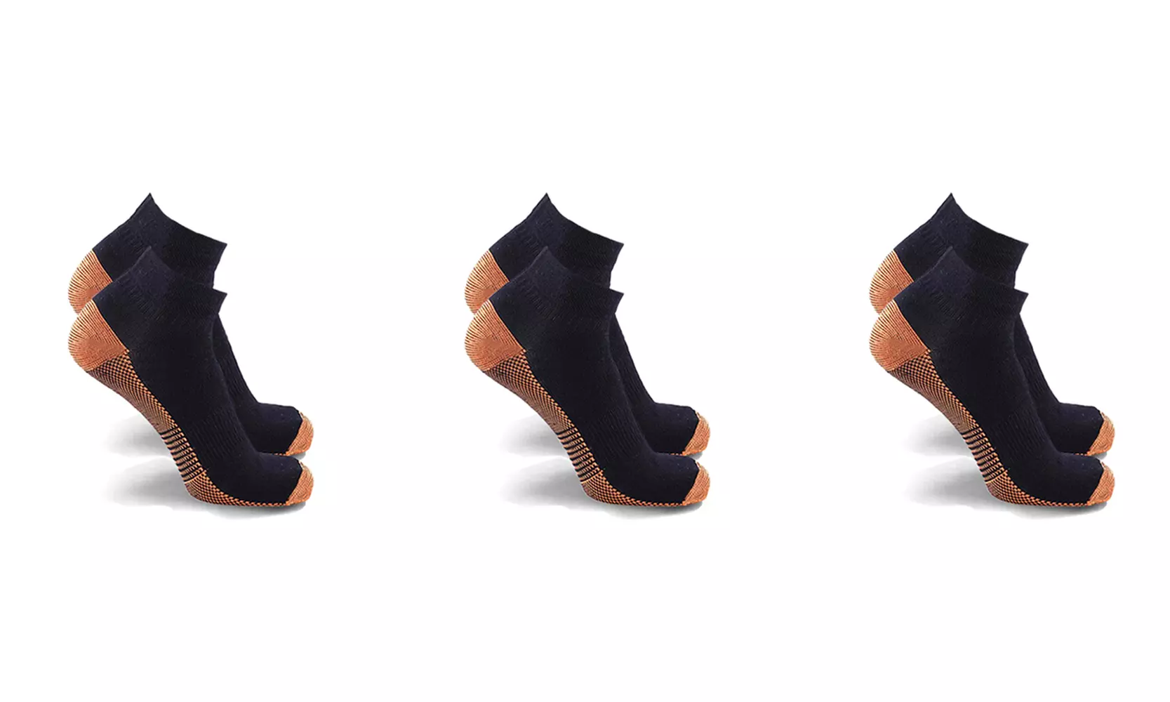 Copper-Infused Compression Ankle Length Socks (3- or 6-Pairs)