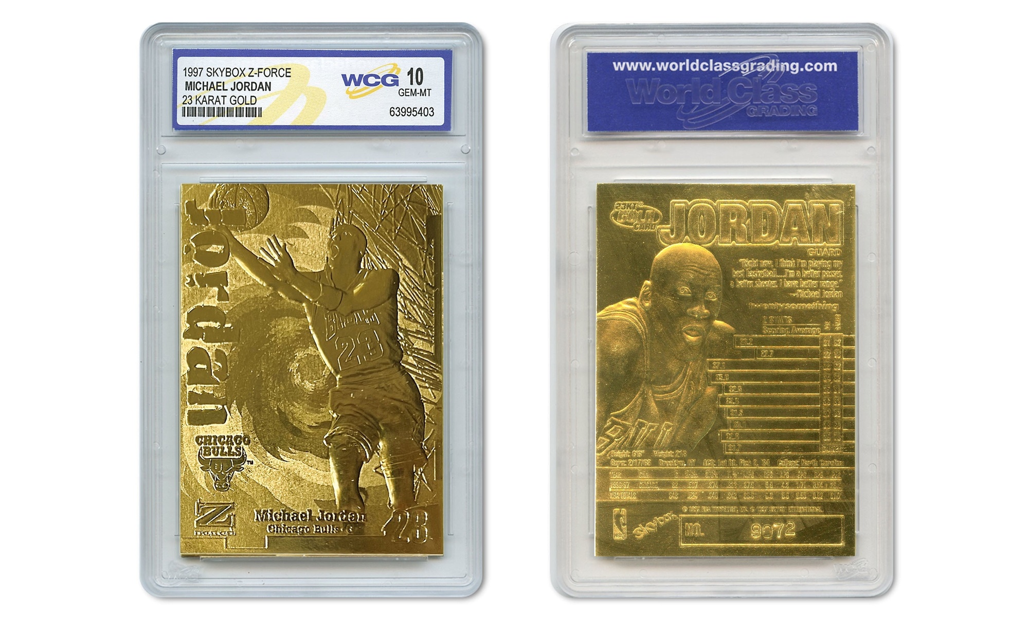 1997 Skybox Z-Force Michael Jordan 23K Gold Card - Graded Gem-Mint 10