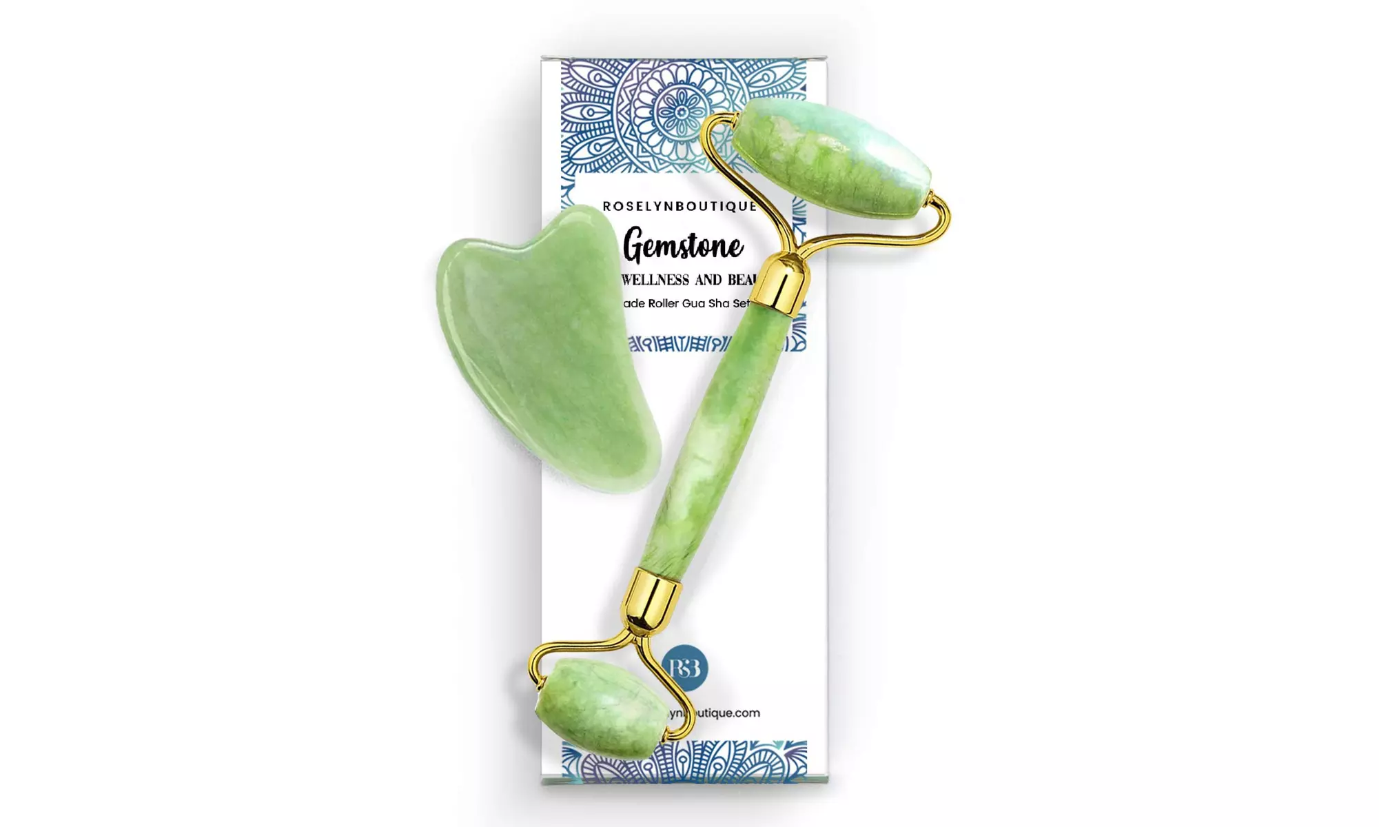 Vivitar Jade Facial Roller and Gua Sha Tool set with 100% Smooth Rolling - Primary Image