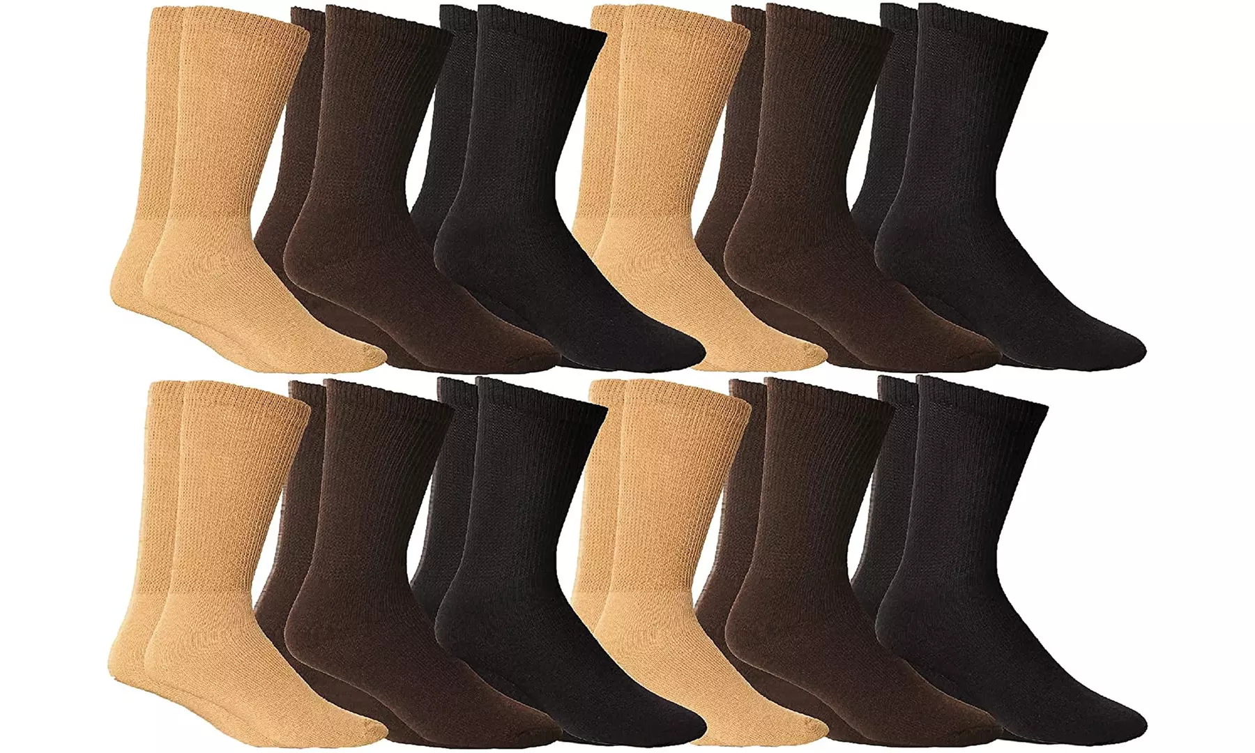 Yacht & Smith Unisex Loose Fit Non-Binding Soft Cotton Diabetic Crew Socks - Primary Image