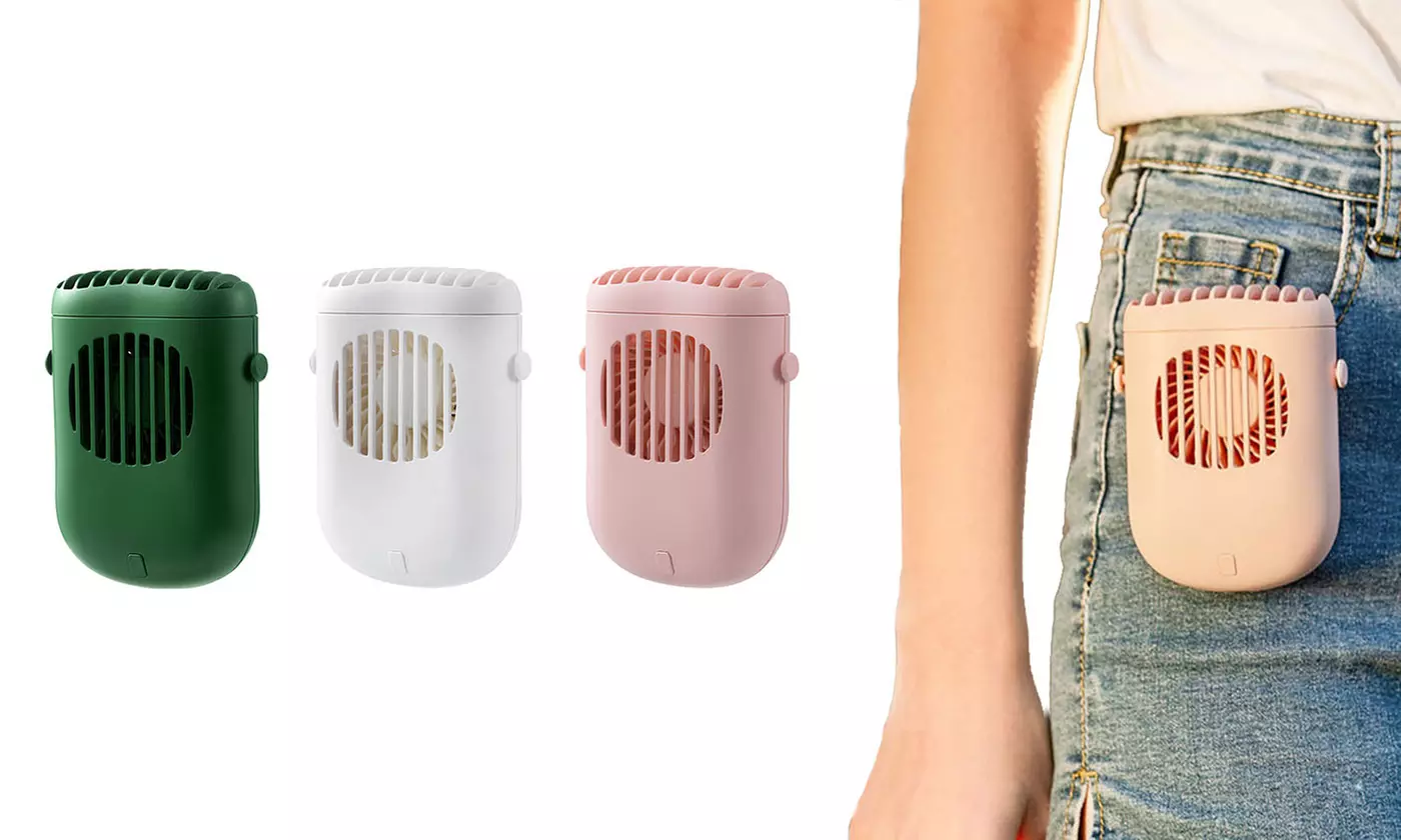 Portable Rechargeable Fan Mini Waist Hanging Neck Desktop USB Silent  - Primary Image