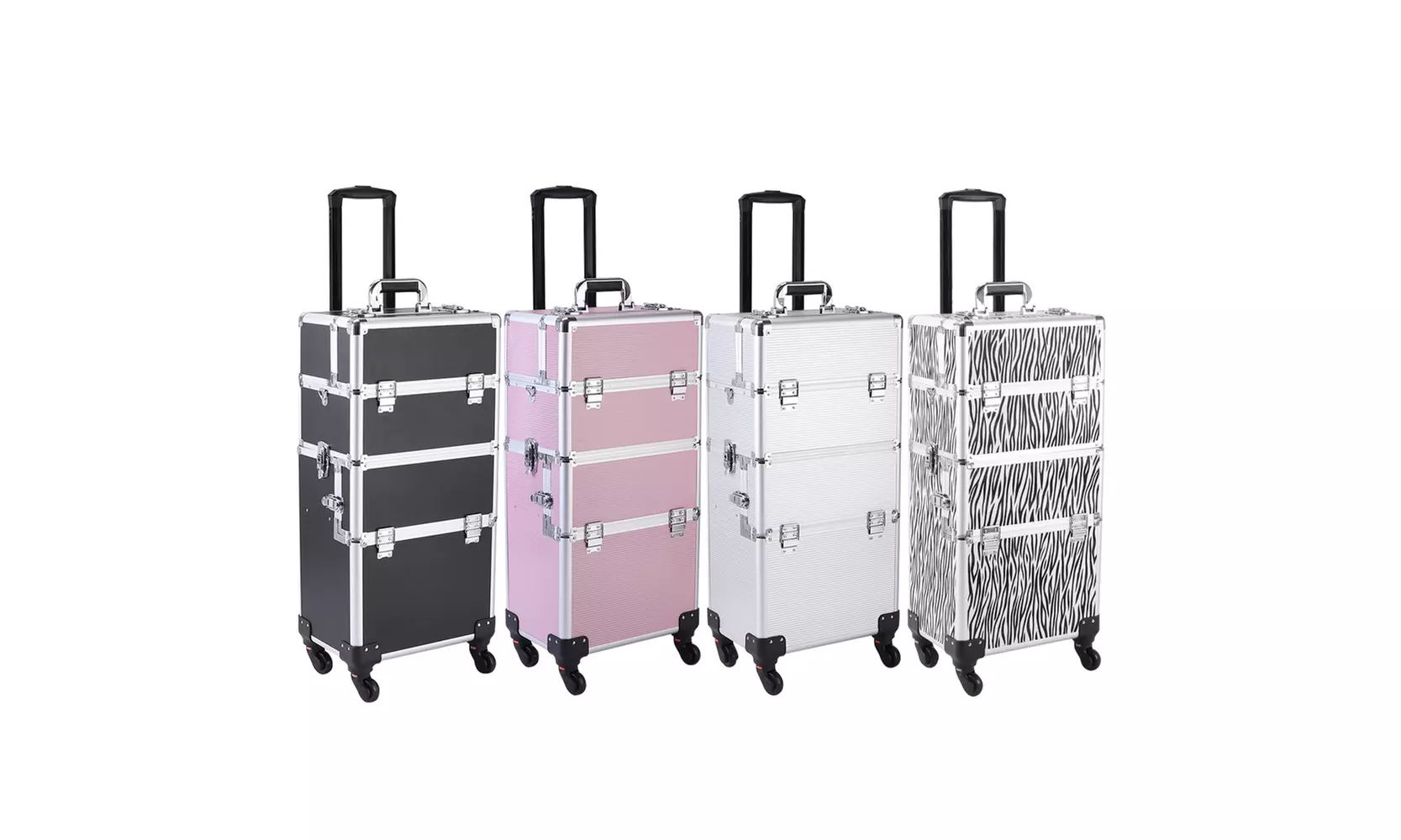 3 in 1 Aluminum Cosmetic Makeup Case Trolley Tattoo Box Organizer Box 4 Colors - Primary Image