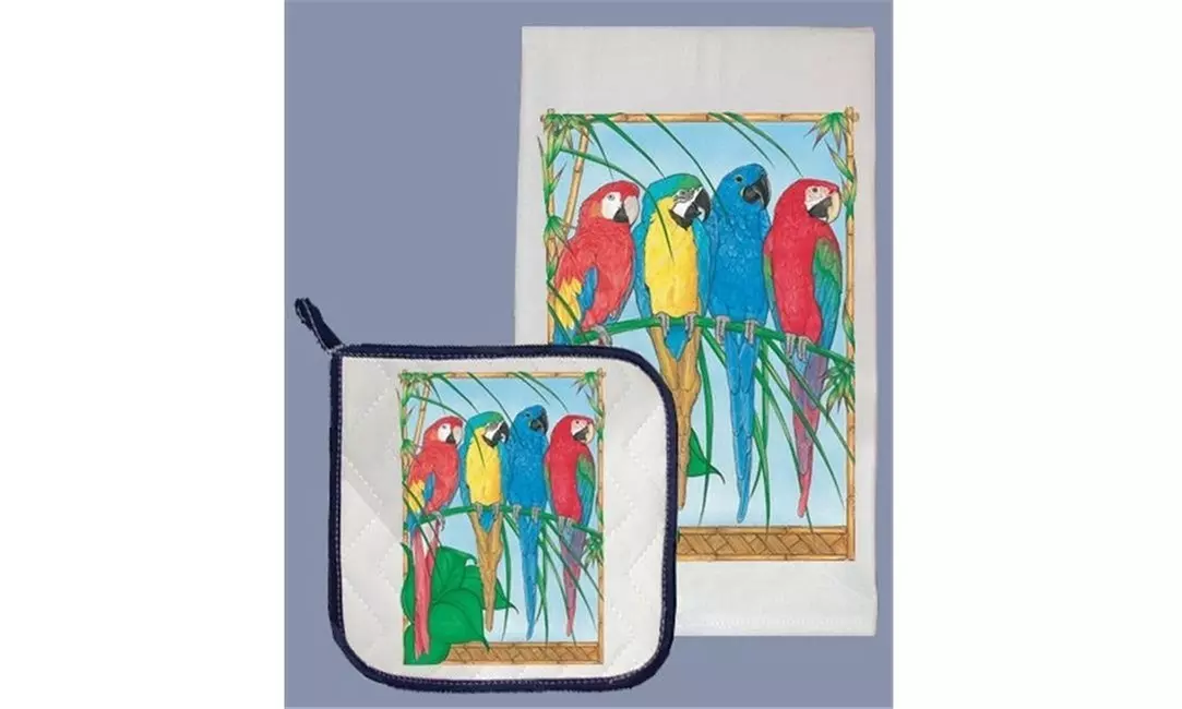 Pipsqueak Productions DP871 Macaw Dish Towel And Pot Holder Set - Primary Image