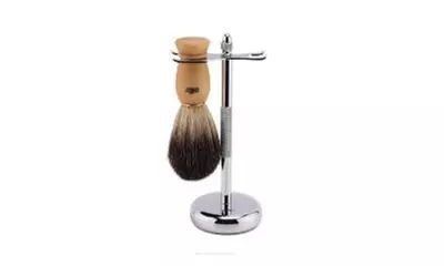 Estilo Pure Badger Hair Shaving Brush with Beech Wooden Handle - Second Medium