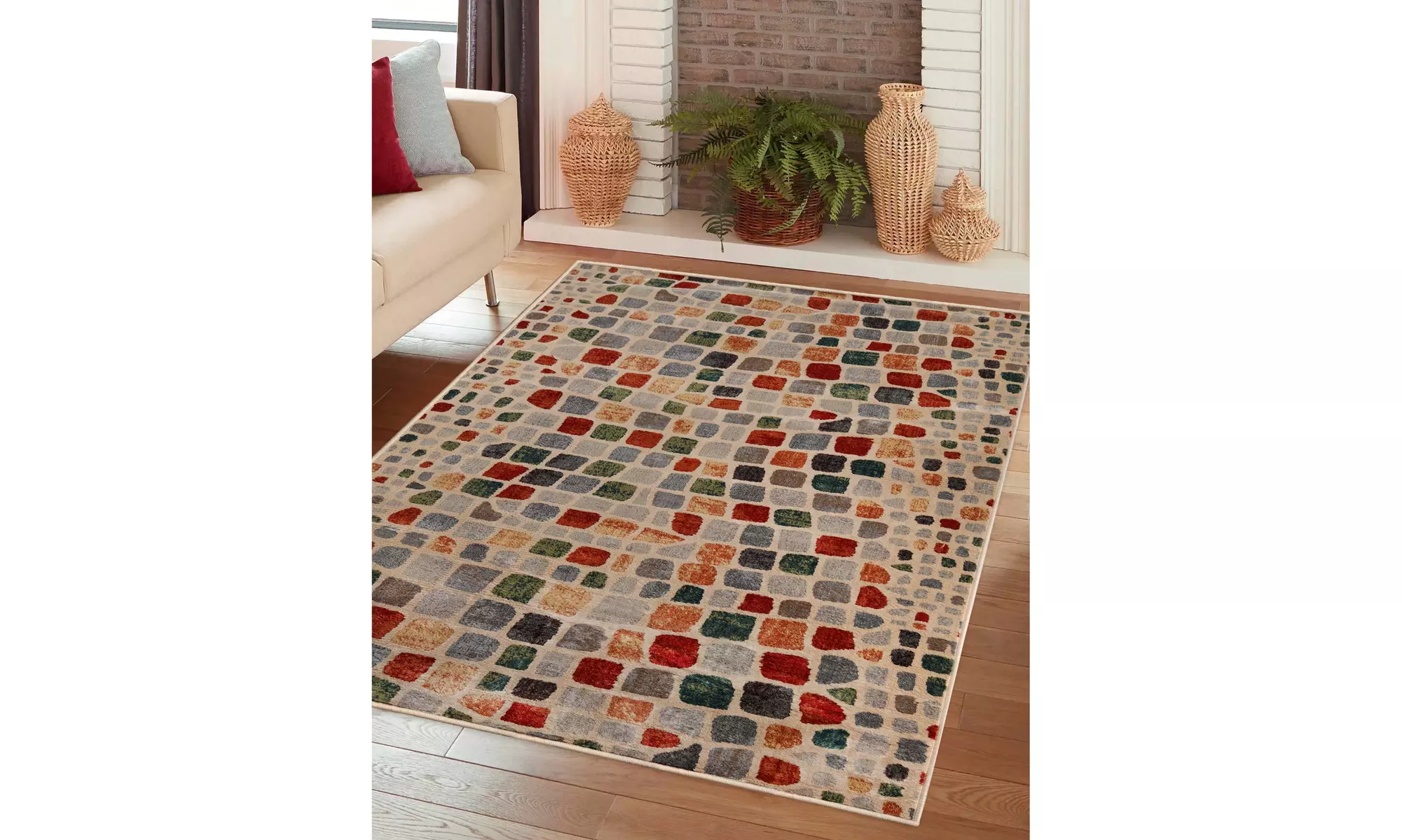 Superior Geometric Cobblestone Modern Indoor Runner Rug Or Door Mat Or Area Rug - Primary Image