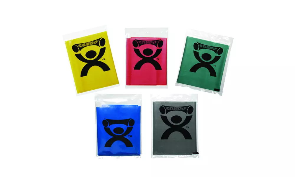 CanDo exercise band set of 5-48" strips (1 ea: yellow, red, green, blue, black) - Primary Image