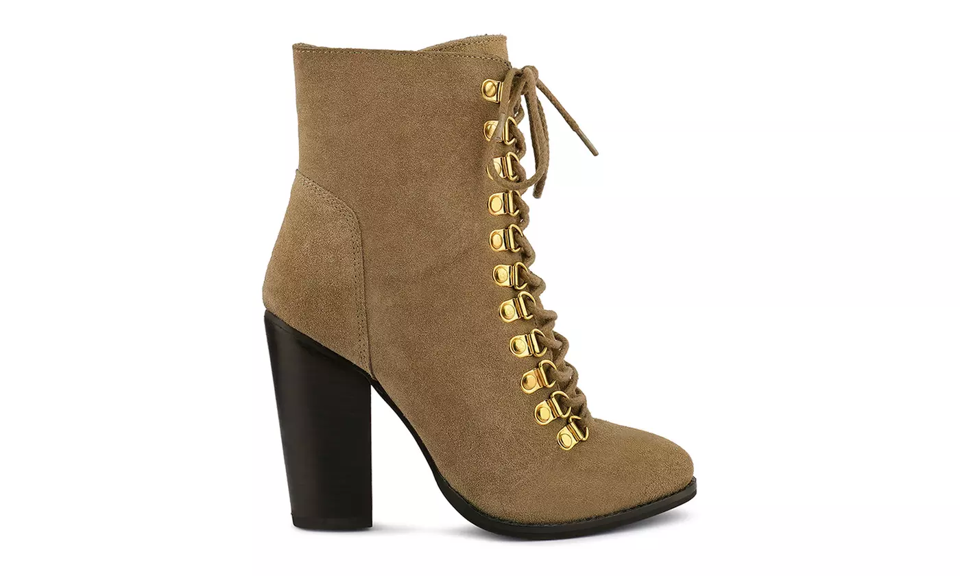 Rag & Co Goose-Feather Antique High Heeled Ankle Boot