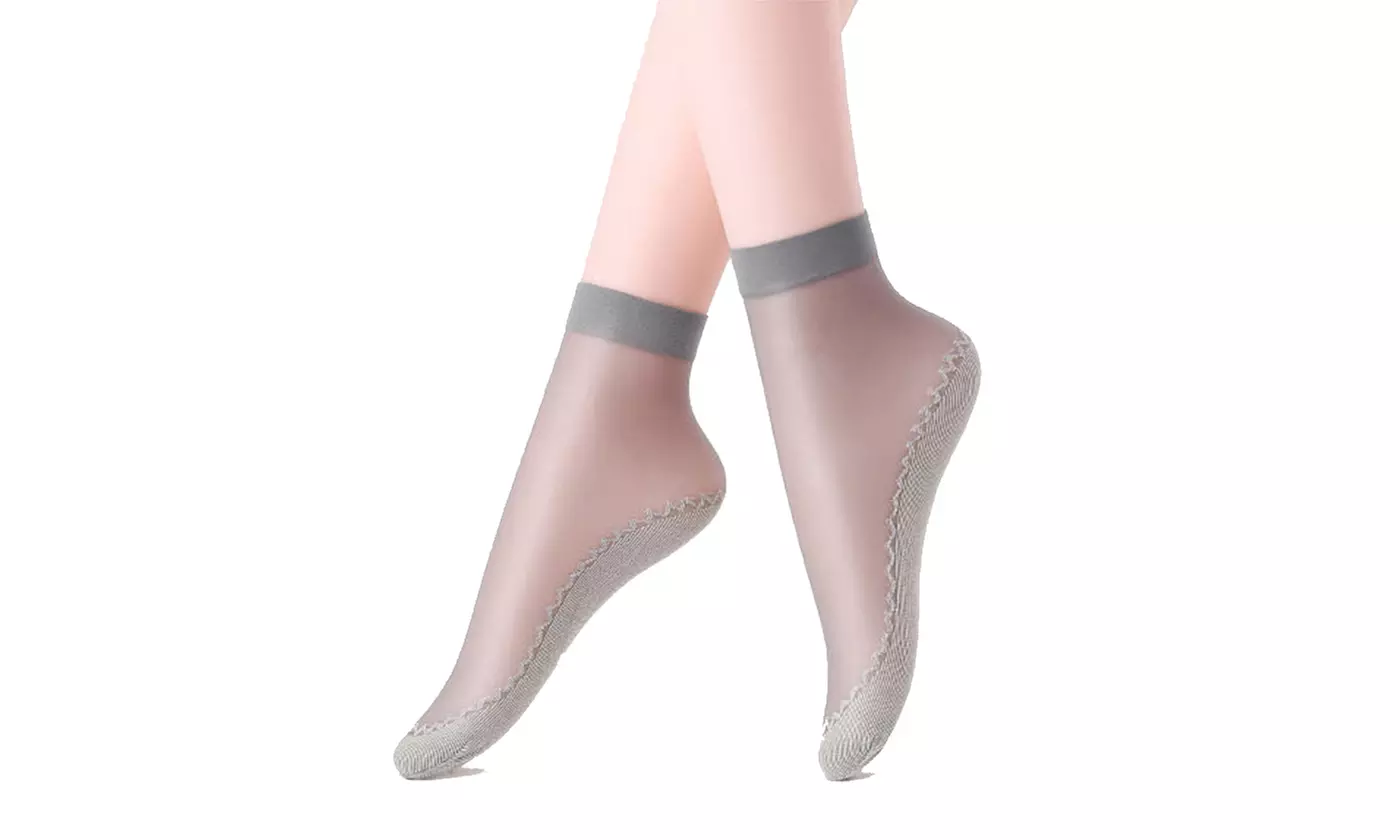 Women's Silky Anti-Slip Cotton Sole Sheer Ankle High Tights Hosiery Socks
