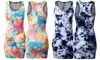 Doublju Women's Tiedye Racerback Slim Fit Bodycon Mini Dress