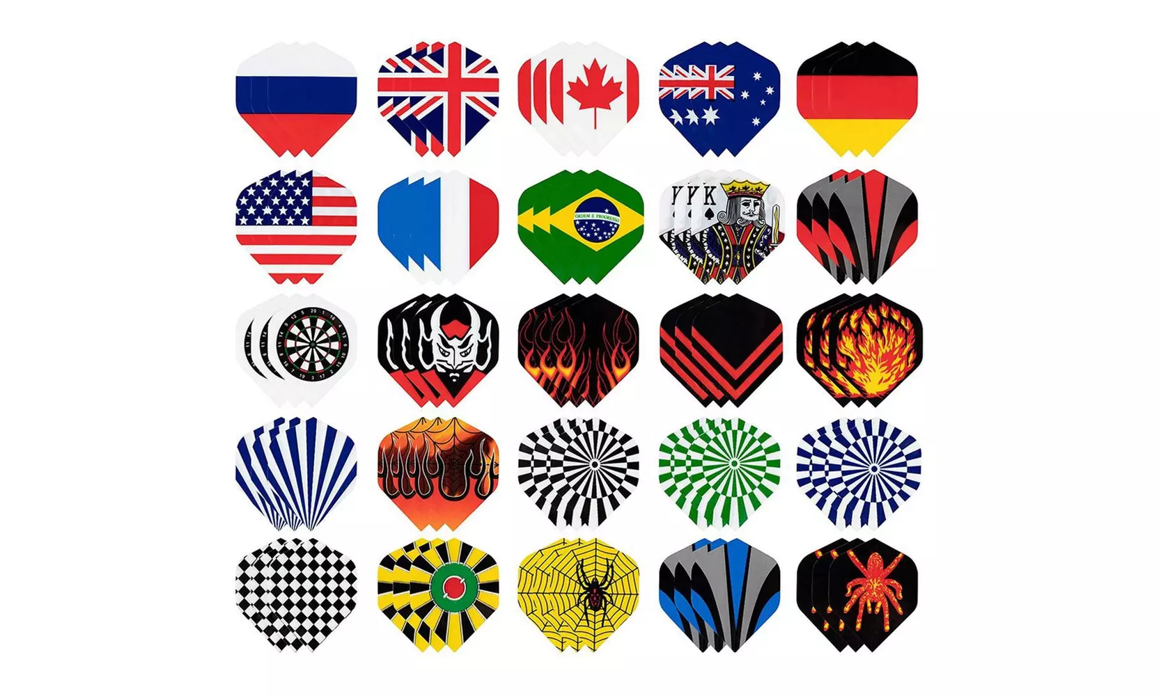 Dart Flights Standard, 25-Set (75 Pcs) Plastic Dart Tails with National Flag - Primary Image
