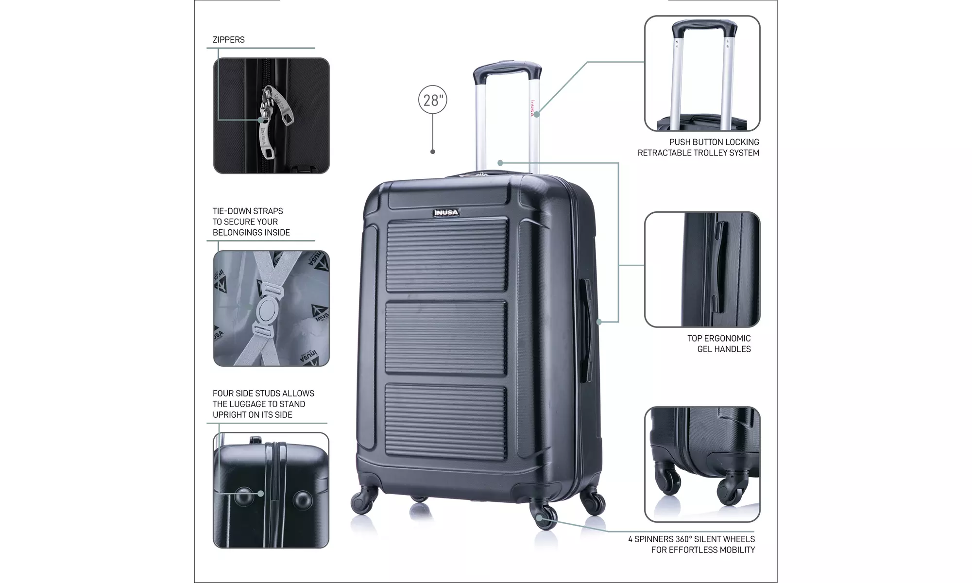InUSA Pilot Lightweight Hardside Spinner Luggage