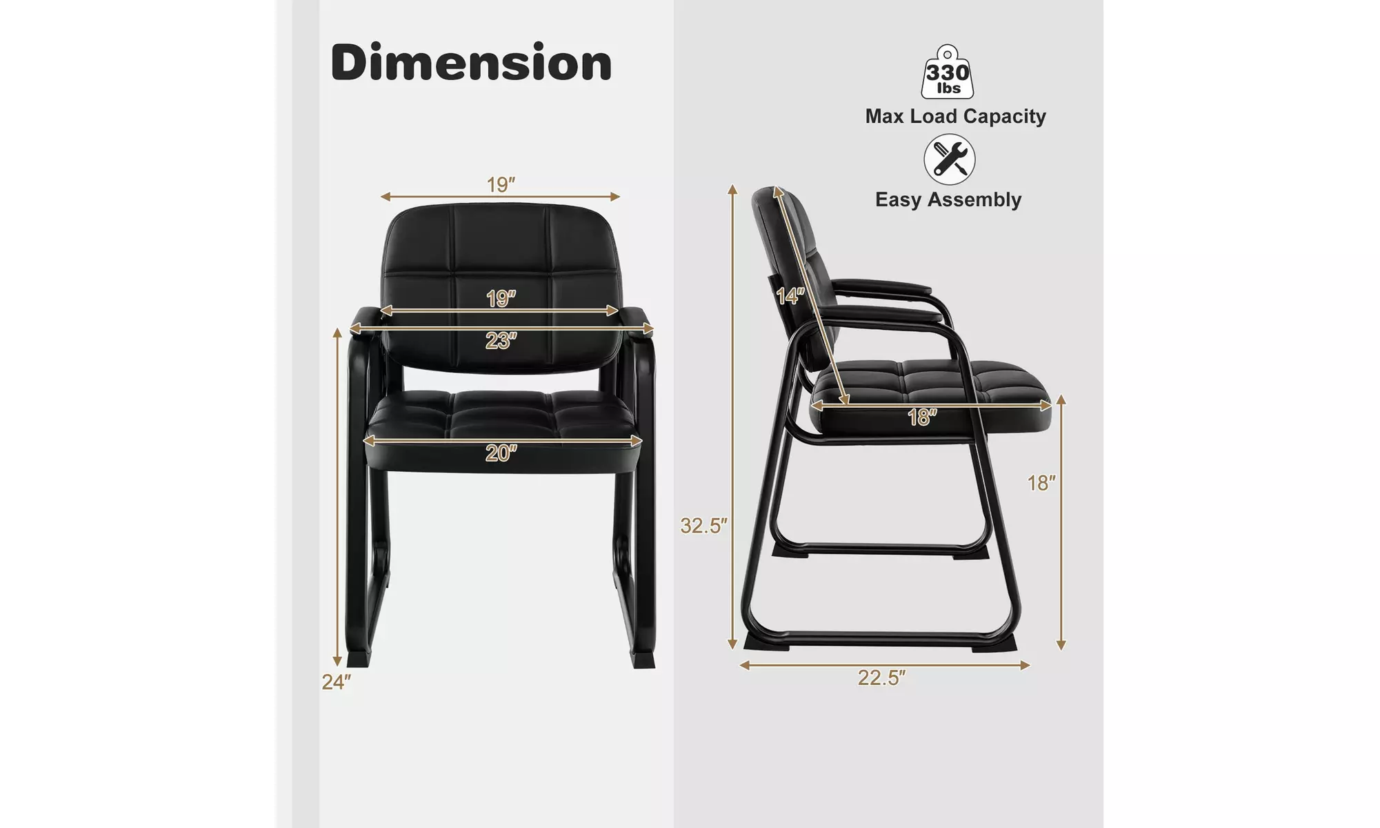Costway Waiting Room Chair Upholstered with Armrest