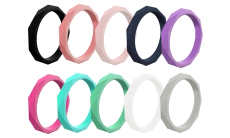 10pcs Durable Silicone Wedding Rings Band Rubber Ring 8 Rubber No Metal Type