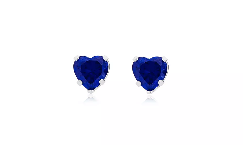 Heart Shape CZ Stud Earring in Sterling Silver - Second Medium