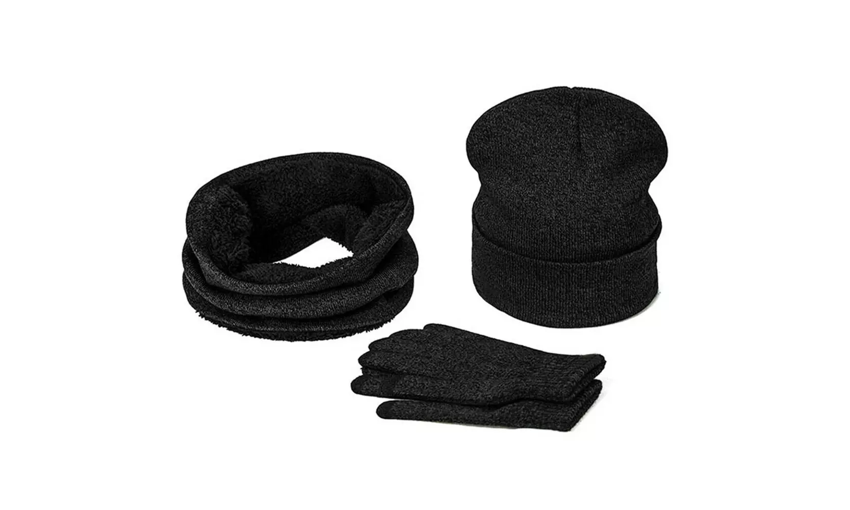 Winter 3 Piece Set Knit Beanie Hat Scarf Touchscreen Gloves for Men Women